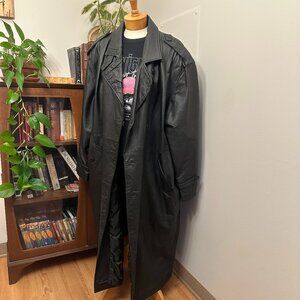 Vintage Avalanche Men's Black Leather Trench Coat